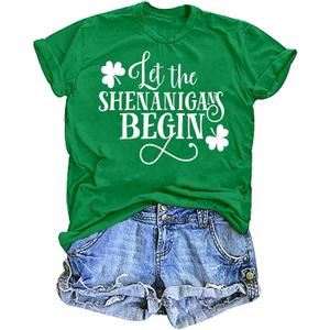 St Patricks Day Shirt Women Lucky Spirits Shirts Lucky Shamrock Graphic Tee Shenanigans Short Sleeve Tops