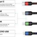 USAMS Multi Charging Cable 2Pack 4FT 4 in 1 Nylon Braided USB Fast Charging Cord Adapter Type C Micro Port Compatible Cell Phones Tablets and More