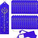 Award of Excellence Ribbons Award Prize Achievement Ribbon with Event Card and Rope for Kids Competition, Sports Event, Contests, School, Office Team(100 Pieces) (Blue)