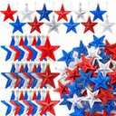 60 Pcs Patriotic Star Hanging Ornaments 4th of July Tree Decoration Red Silver Blue Ornaments for Tree Patriotic Independence Hanging Pendant Decor for 250th Anniversary Independence Veteran Day Decor