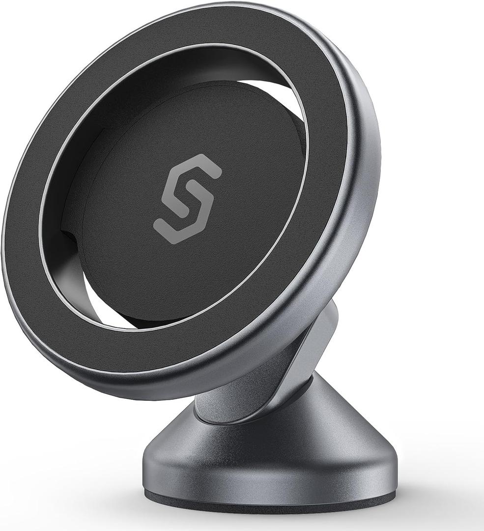 SYNCWIRE for MagSafe Car Mount - 360 Rotation Magnetic Phone Holder for Car Dashboard, Strong Magnets Car Phone Holder Mount Compatible iPhone 16 Pro Max 15 14 13 12,Samsung - MagSafe Car Accessories (Space Gray)