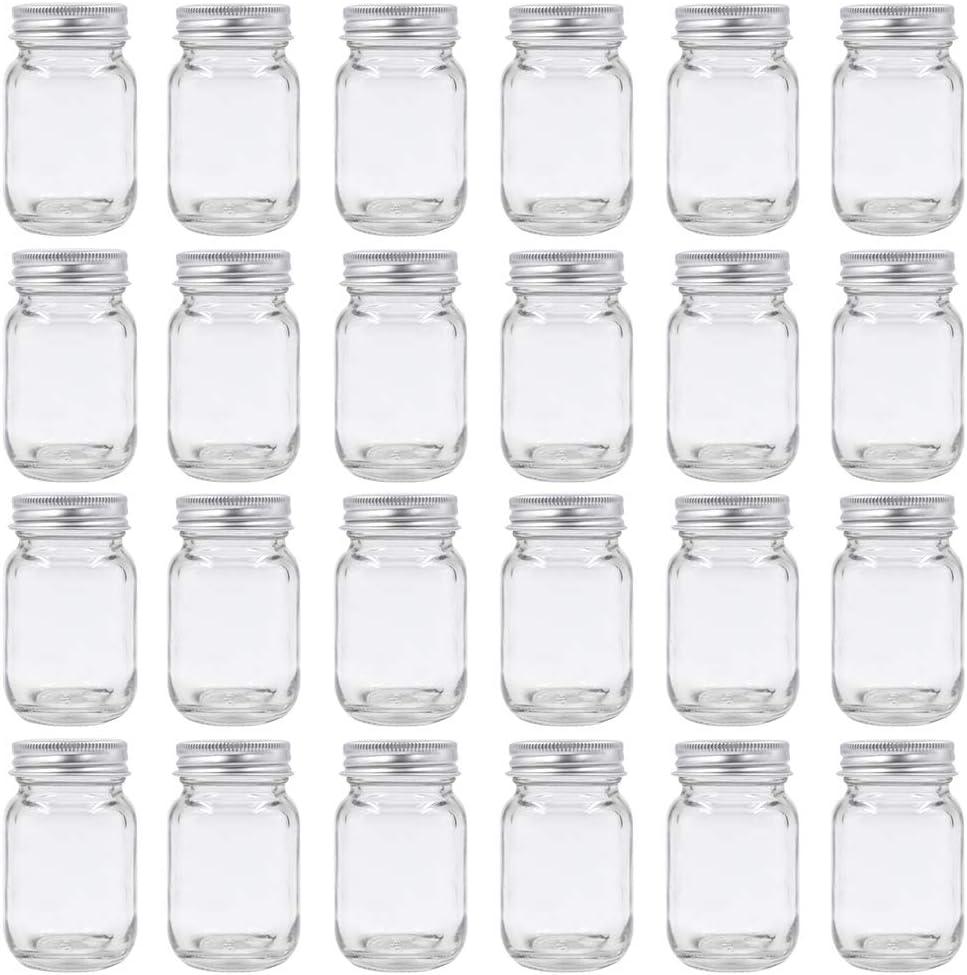 U Pack 2oz Mason Jar with Silver Lid for Honey Jam Spice Pack of 24 Sets