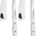 Farberware Edgekeeper Triple Riveted Fine-Edge Utility Knife with Self-Sharpening Blade Cover, High Carbon-Stainless Steel Kitchen Knife with Ergonomic Handle, Razor-Sharp Knife, 4.5 Inch, White