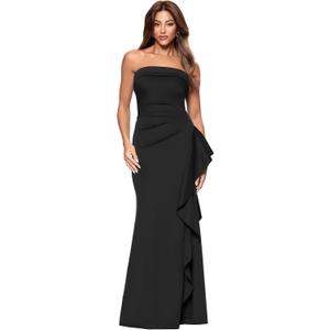 Xscape Evenings Women's Long Ruched Bodycon, Low-Sheen Strapless Evening Dress with Ruffle Detail, 6 Petite