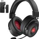 EKSA Wireless Gaming Headset for PC, USB Headphones with Retractable Microhpone, SurroundTuned, 20ms Ultra-Low Latency, 50Hr Battery, 2.4G Bluetooth Wired Computer Headset for PS4 PS5 Laptop