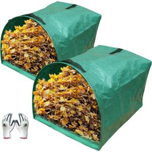 Gardzen 2-Pack 53 Gallon Dustpan-Type Yard Waste Bags, Reusable Heavy Duty Collapsible Garden Leaf Bags, Leaf Collector for Leaves, Lawn Debris & Grass Clippings