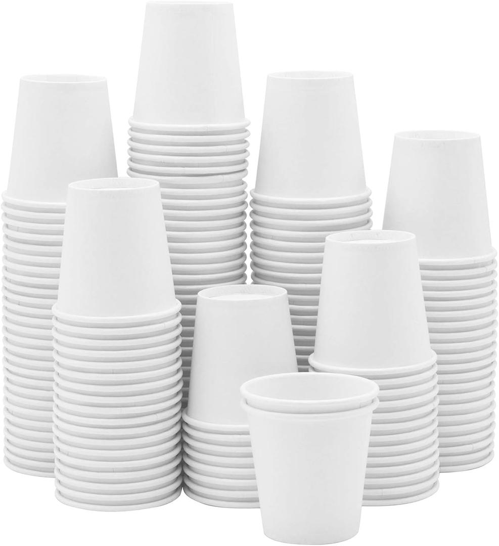 GUSTO 3 oz White Paper Cups [300 Count] Small Disposable Cups for Espresso, Tea, Samples & Mouthwash, Sturdy Hot & Cold Drinkware for Home, Office & Events (Formerly Comfy Package)