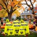 2 x 12 Pcs Large Halloween Leaf Bags Biohazard Halloween Decorations Halloween Trash Bags for Leaves Plastic Yard Lawn Waste Bag Scientist Biohazard Bag Outdoor Biohazard Zombie Party Decorations (Yellow)