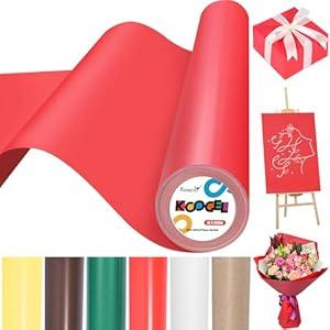 Koogel Red Wrapping Paper, 15" x 450" （38'） Bulletin Board Paper Roll for Gift Wrapping Craft Supplies Bouquet Flower Covering Poster Packing