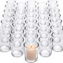 LETINE 72-Pack Votive Candle Holders Designed for Wedding Decor - Glass Candle Holder & Tea Lights Candle Holder - Candle Holders for Christmas, Spring Wedding Centerpiece Table, Party Dinner Decor (Clear)
