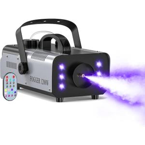 1200W Fog Machine Outdoor Indoor, 6000CFM Smoke Machine with LED Lights, Fog Machine Halloween with Wireless Remote & Auto, Fogger Machine for Wedding Party Stage Events
