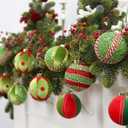 SY Super Bang Red Green Christmas Ball Ornaments, 15PCS Shatterproof Velvet Ornaments Set for Christmas Tree Hanging Decorations, for Holiday Party Xmas Decor - 80MM/3.14".