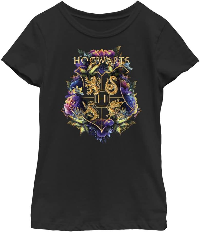 Harry Potter Girls' Hogwarts Plant Crest (Black, S)