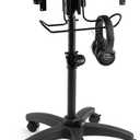 OnStage MIX-400 V2 Mobile Mixer Stand: Rolling platform for mixers, laptops, controllers. Height adjustable (28"-38"), rackmount compatible, headphone hanger. Portable, black finish.