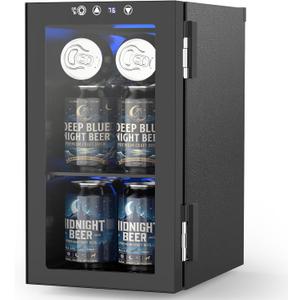Electactic Wine Fridge Freestanding Counter-top, 12 Cans Wine Cellar Drink Cooler for Soda, Canned Beer, Adjustable Digital Temperature Control for Home Dorm Office, Black