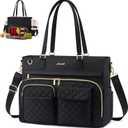 LOVEVOOK Insulated Lunch Tote Bag for Women, Work Bag for Women with Cup Holder, Large Capacity Teacher Bag with Laptop Compartment, Water Resistant Nurse Tote for Travel, College, 17.3 Inch Black