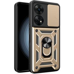 Compatible with Oppo A78 4G Bracket Shell, with Slide Camera Lens Cover Compatible with Oppo A78 4G CPH2565 Case Gold