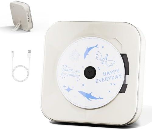 Yintiny Off White Audio CD Player with Speakers for Home Decor (CD909)