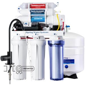 iSpring RCC7P-AK-BLK, 6-Stage Alkaline Reverse Osmosis System with Booster Pump, RO Water Filtration System, Sleek Black RO Faucet, TDS PFAS Removal, Patented Top-Mounted Faucet for Easy Installation