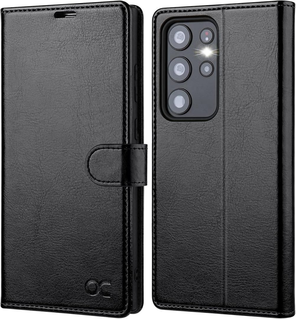 OCASE Compatible with Galaxy S23 Ultra 5G Case Wallet, PU Leather Flip Folio Case with Card Holders RFID Blocking Kickstand [Shockproof TPU Inner Shell] Phone Case 6.8 Inch (2023) - Black