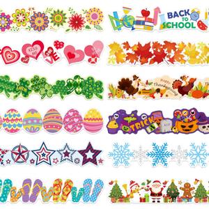240 Pcs 236ft Holiday Bulletin Board Borders Colorful Rainbow Scalloped Border Trim Bulk Bulletin Decor for Classroom Back to School Decor(Assorted)