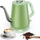 Gooseneck Electric Kettle 0.8L, 1200W Fast Boiling Stainless Steel – Auto Shut-Off, Precision Pour Over Kettle for Coffee & Tea, Ideal for Small Kitchen, RV, Travel (Green)