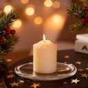 NUPTIO Glass Plate for Pillar Candles: 1pc 7" Clear 3 Wick Candle Tray - Round Village Candle Dish for Snack Jewelry Bathroom Dining Room Table Centerpieces Decor