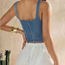 SHENHE Women's Denim Tank Top Sleeveless Square Neck Backless Slim Fit Y2k Crop Top (Blue, M)