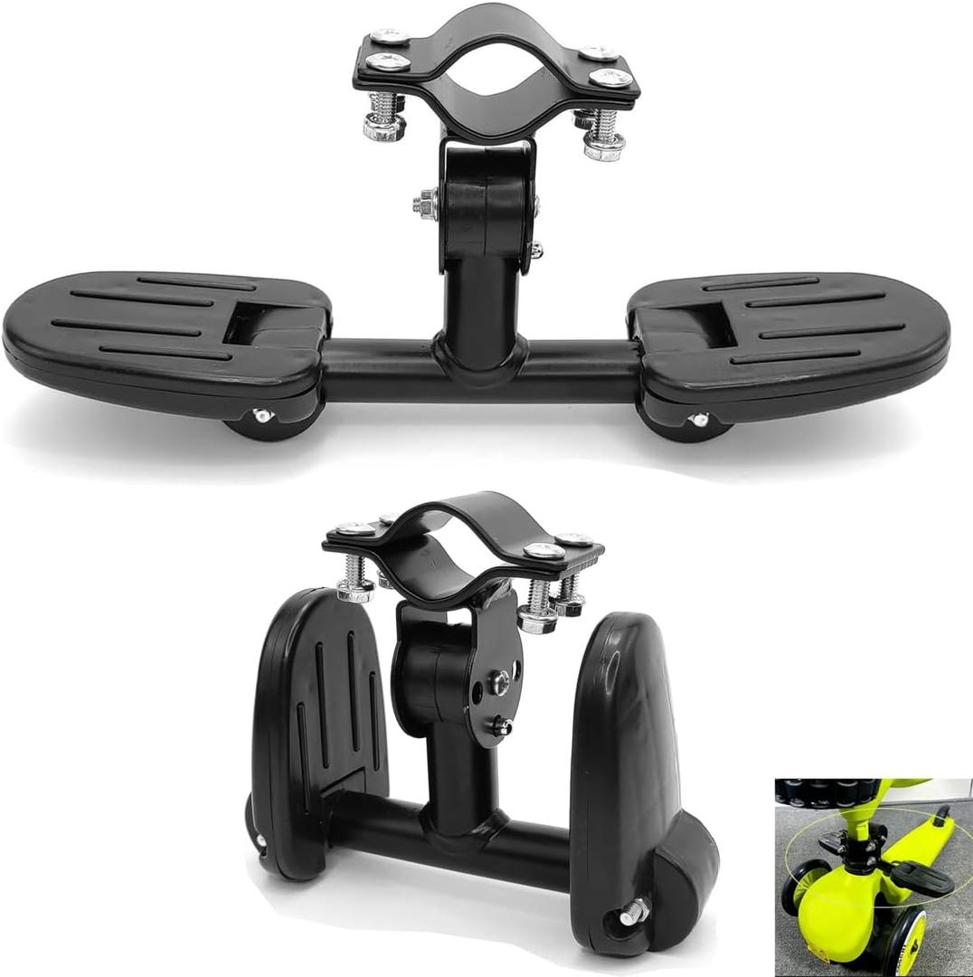 Kick Scooters Footrest with Folding Foot Rest Pegs Kids 3 Wheel Scooter Footrest Pedals for 3 Wheeled Scooter with Foldable Seat Front Mount Toddler Never Fall Down 2-in-1 Scooters