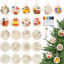 Christmas Crafts for Kids, 24 Pcs DIY Wooden Christmas Ornaments Art Craft Supplies Painting Kit for Boys Girls Ages 4-8 8-12 Stocking Stuffers Party Favors Gifts Holiday Xmas Tree Hanging Decorations