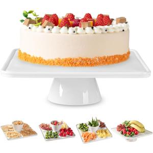 Cake Stands,White Cake Stand 5-in-1 Multi-Purpose Use,Wedding Cake Stand for Serving Platter,Fruit Plate Cake Pedestal Stand Display Dessert Stand for Birthday,Wedding,Party,Baby Shower (12.5 inch) (12.5" x 12.5" x 3.7")
