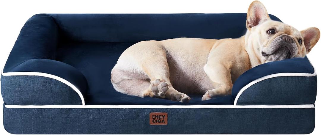 EHEYCIGA Orthopedic Dog Bed for Medium Dogs, Waterproof Memory Foam Medium Dog Beds with Sides, Non-Slip Bottom and Egg-Crate Foam Pet Couch Bed with Washable Removable Cover, Navy (30.0"L x 20.0"W x 6.5"Th) EHEYCIGA Orthopedic Dog Bed for Medium Dogs, Waterproof Memory Foam Medium Dog Beds with Sides, Non-Slip Bottom and Egg-Crate Foam Pet Couch Bed with Washable Removable Cover, Navy (30.0"L x 20.0"W x 6.5"Th)