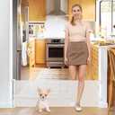 20 Inches Tall Retractable Dog Gate to Step Over, Short Pet Gate for Doorways, Extends up to 55" Wide, Step Over Puppy Gates for The House Mesh Doggie Gates Small Dog Gate Indoor Outdoor (White) (Reinforced 20" Tall x 55" Wide)