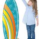 Geelin 47" H Surfboard Cardboard Cutout Stand up Summer Surfboard Party Decoration Hibiscus Pattern Tropical Outdoor Decoration Life Size Photo Prop for Beach Hawaiian Luau Pool Party Supplies