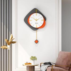 FLEBLE Modern Large Wall Clocks for Living Room Decor Wood Silent Decoration Wall Clock Pendulum Battery Operated Non-Ticking for Kitchen Bedroom Office Home 16 inch Clock Wall Decor for Indoor House, 16*24in