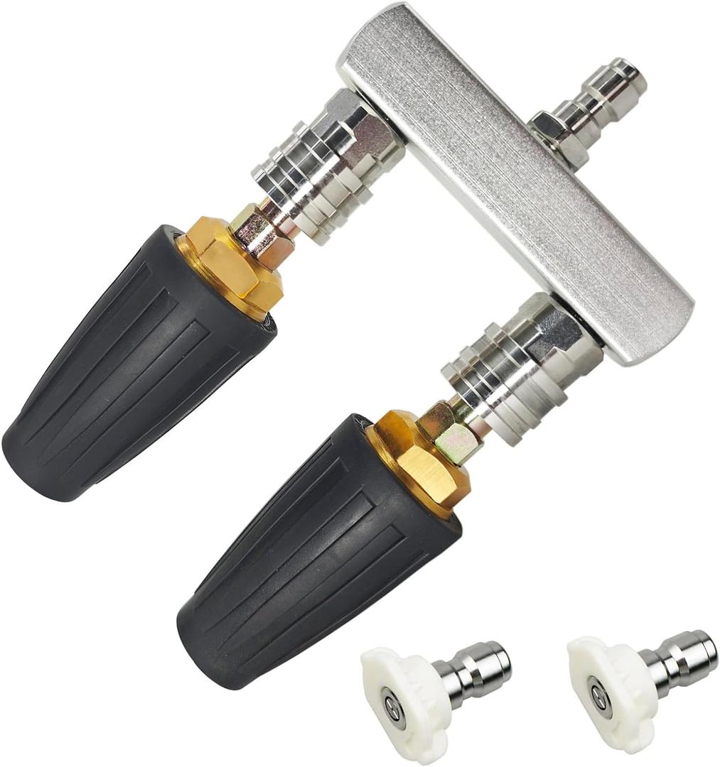 Dual Turbo Nozzle Pressure Washer and Dual Pressure Washer Tips 2-in-1,with 2 PCS 360Rotating Turbo Nozzle,2 PCS Nozzle Tips,4000 PSI,1/4 Inch Quick Connect pressure washer accessories