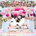 Pink Paper Lanterns Decorative, Hanging Round Paper Lanterns Indoor Outdoor for Valentines Day Decorations Graduation Wedding Birthday Baby Showers Tea Party Decorations, 21pcs