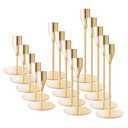 French Gold Taper Candle Holders for Wedding Table Centerpiece,Tall Taper Candlestick Holders Bulk Set of 15,Metal Candle Stick Holders for Dinning or Mantel Centerpiece,Party Home Decor