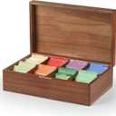 Acacia Wood Tea Bag Organizer, 8 Compartments Tea Box Organizer Storage Box, Tea Box for Tea Bags Chest, Tea Bag Holder with Magnetic Lid for Beverage Supplies, Sugar, Sweeteners, Individual Packets