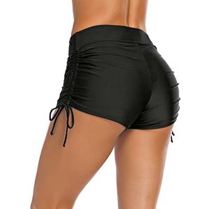 Bonneuitbebe Women's Swim Shorts High Waist Swimsuit Bottoms Adjustable Side Tie Bathing Suit Boyshorts Bikini Board Shorts Size L
