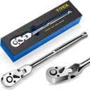 1/4" Drive Flex Head Ratchet, 72 Tooth Swivel Ratchet, Quick-Release, Full-Polished Chrome Plating, for Auto Mechanic & DIYer with EVA Foam | 7 Inch Long