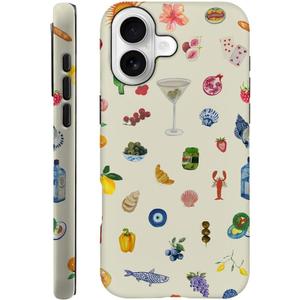 Case Compatible with iPhone 17,Fall Prevention Hybrid 2-Layer Hard Shell Phone Cover for Girls Boys,Aesthetic Fruit Lily Flower Fish