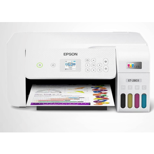 Epson EcoTank ET-2803 Wireless Color All-in-One Cartridge-Free Supertank Printer with Scan, Copy and AirPrint Support (White)