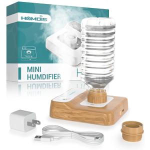 Travel Humidifier, Portable Humidifier for Plants, Bedroom, Office, Hotel or Car, 5000mAh Battery Operated Mini Cool Mist Humidifiers, Quiet 23dB, Auto-off, Night Light & BPA-Free, Wood Grain