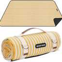 Picnic Outdoor Blankets Waterproof Extra Large - Beach Mat Sand Free Foldable with Carry Strap | Portable Camping Blanket | Park Blanket for Grass Park, Hiking, Travel, Concerts, Indoor (Yellow)