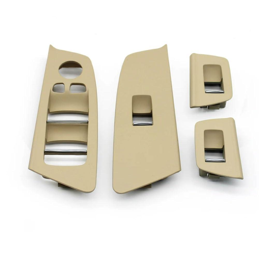 4PCS Window Lift Switch Button Covers, Window Switch Lift Button Frame Cover Trim Replacement for BMW 5 Series M5 G30 G31 F90 2017 2018 2019 2020 (Beige 4PCS)