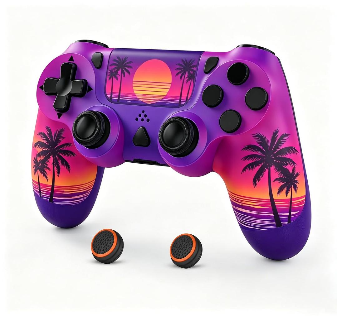 Wireless Controller for ps-4, Remote controller for ps-4/ Slim/ Pro/ PC with Dual Vibration/ 3.5mm Audio Jack/ 6-Axis Gyro/ Touch Pad/ Type-C Port/ 1000mAh Battery (purple)