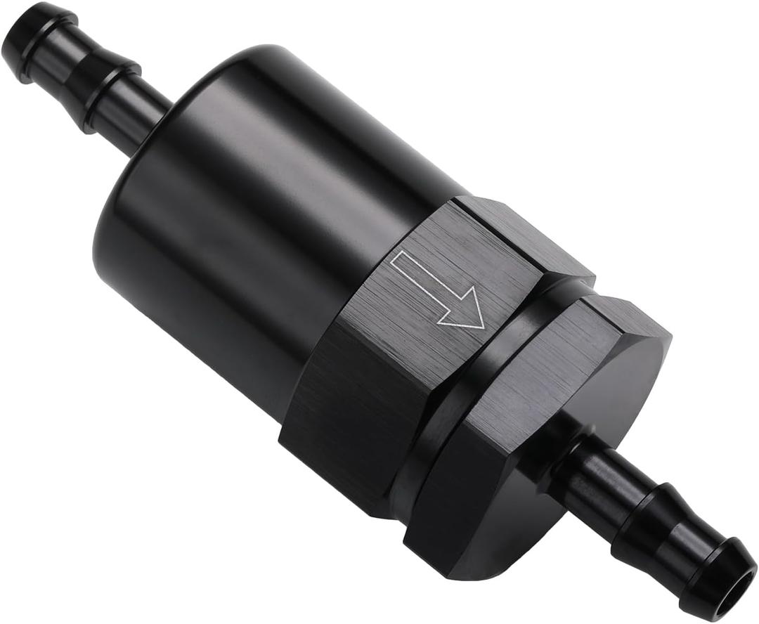 5/16" Billet Inline Fuel Filter 30 Micron Aluminum Black