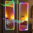 Hasipu 55"x16"LED RGB Door Mirror Full Length with Bluetooth Speaker, Full Body Full Length Over The Door Mirror with Lights, Door Hanging & Wall Mounted Mirror for Bedroom, Living Room, Cloakroom