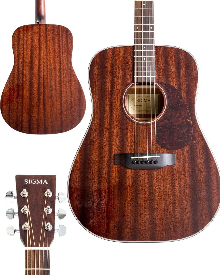 SIGMA 41 Acoustic Guitar, Dreadnought, 4/4 Full-Size, with Name Brand EXP16 Strings, Solid Mahogany Top, Natural Gloss, Mahogany Back & Sides, Right(30D)